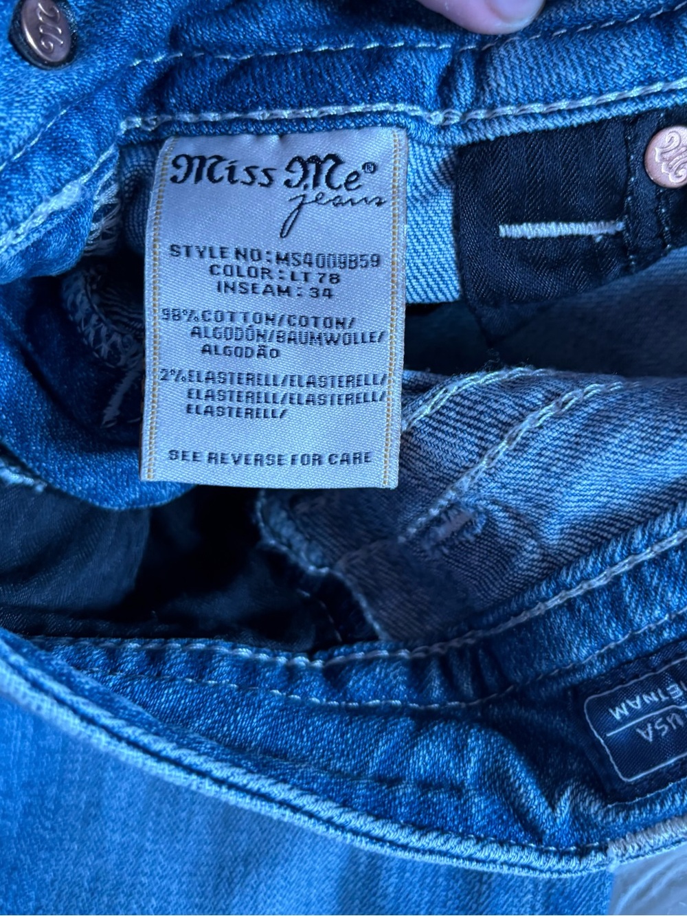 Miss Me Light Wash Denim Jeans Size 26 Tall Inseam 34 - Picture 7 of 7